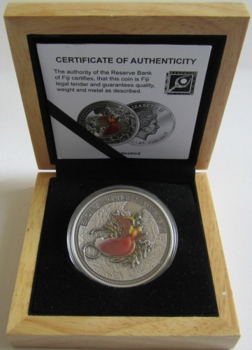 Fiji 20 Dollars 2012 Wildlife Greater Bird-of-Paradise 2 Oz Silver