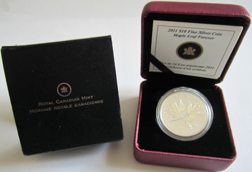 Canada 10 Dollars 2011 Maple Leaf Forever 1/2 Oz Silver