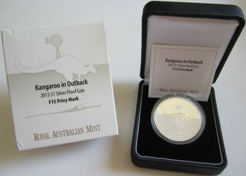 Australia 1 Dollar 2013 Kangaroo in Outback Fabulous 15 Privy 1 Oz Silver Proof