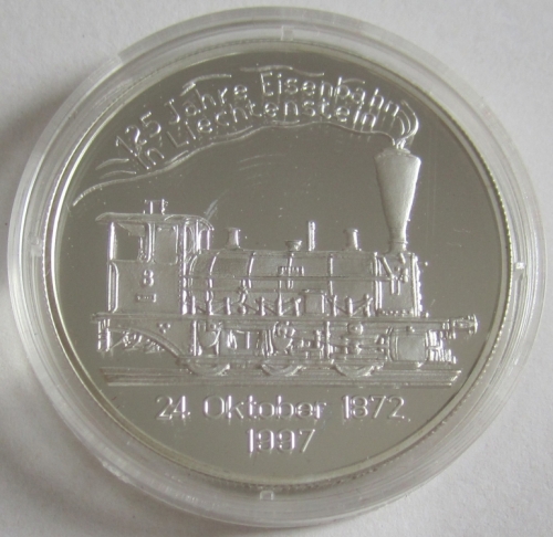 Liechtenstein 20 Euro 1997 125 Years Railway Silver