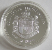 Liechtenstein 20 Euro 1997 125 Years Railway Silver