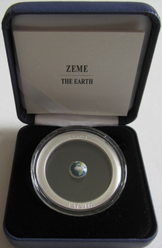 Latvia 5 Euro 2016 Blue Planet Earth Silver