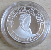Chad 1000 Francs 1999 Wildlife Okapi Silver
