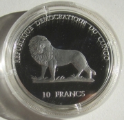 DR Congo 10 Francs 2000 Wildlife Mountain Gorilla Silver