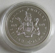 Canada 1 Dollar 1971 100 Years British Columbia Silver