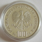 Poland 100 Zlotych 1982 Wildlife White Stork Silver