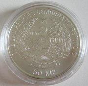 Laos 50 Kip 1991 Football World Cup in the USA Ball Silver