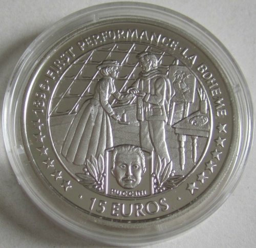 Isle of Man 15 Euro 1996 100 Jahre La Bohème von Giacomo Puccini