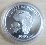 Somalia 10 Dollars 1999 African Monkey 1 Oz Silver