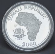 Somalia 10 Dollars 2000 African Monkey 1 Oz Silver