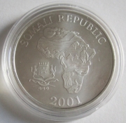 Somalia 10 Dollars 2001 African Monkey 1 Oz Silver