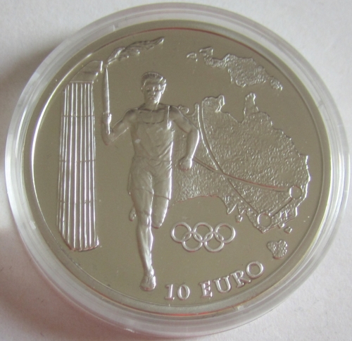 Greece 10 Euro 2004 Olympics Athens Torch Relay Australia 1 Oz Silver