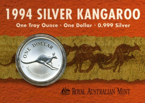 Australia 1 Dollar 1994 Kangaroo 1 Oz Silver